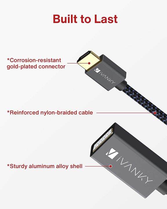 ivanky-hdmi-to-vga-female-adapter-วัสดุสายถักไนล่อน-คุณภาพสูง-ทนทาน-รับประกัน-1ปี