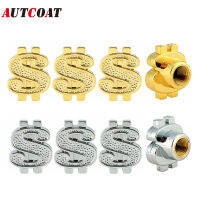 AUTCOAT 4 ชิ้น/เซ็ต Universal รถ Moto จักรยาน Dollar สัญลักษณ์ล้อยาง Stem Valve Cap Dust Cover จัดแต่งทรงผมรถ-ttlg4809