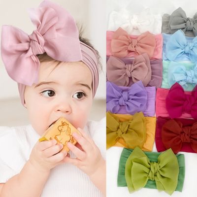 【YF】 Baby Girl Accessories Newborn Nylon Hairband Cute Bow Headband Birthday Party Headscarf Fashion Children Hair Band