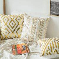 DecoHome Gold Stamping Decorative Square Cushion Cover for Sofa Bedroom Car