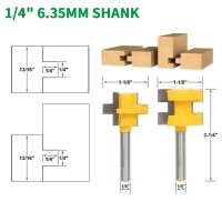 2PC / Set 1/4－6.35MM Shank Milling Cutter ไม้แกะสลักลิ้น Groove Router Bit Set Line Knife Woodworking Tenon Cutter สําหรับไม้