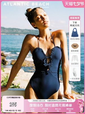 Atlanticbeach French Retro One-Piece Swimsuit Female Hot Spring Ins Wind Fairy Swimsuit 2021 New