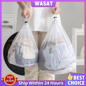 White Mesh Net Draw String Laundry Bags 24, laundry bag