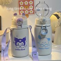 Kawaii Sanrio Heltty Kuromi Pochacco Pompom Purin Thermos ถ้วยอะนิเมะตุ๊กตารูปขนาดใหญ่ความจุแบบพกพาถ้วยคริสต์มาสของขวัญ