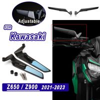 ⊕ Motorcycle Rear View Mirrors For Kawasaki Z650 Z800 Z1000 Z900 Accessories Winglets Mirror 2021-2023 Adjustable Blue Anti-glare