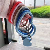 Cute Silicone Bracelet Heart Pendant Kawaii Mobile Phone Lanyard Soft Anti-Lost Wrist Ornament Universal Phone with Strap 2022