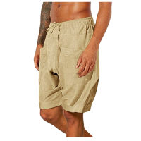 Comfortable Casual Shorts Linen Clothing For Men Easy Bodybuilding Motion Pants For Male Pocket Pure Color drawstring Shorts