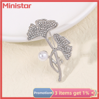 Ministar เข็มกลัดมุกใบแปะก๊วยแฟชั่นสำหรับผู้หญิงเสื้อโค้ทเครื่องประดับงานปาร์ตี้ของขวัญ