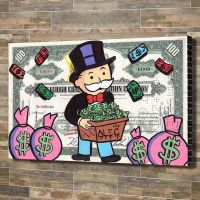 Graffiti Art Monopoly Millionaire ภาพวาดผ้าใบ 100 Dollar Money โปสเตอร์พิมพ์ผนังศิลปะสำหรับห้องนั่งเล่น Wall Decor Cuadros