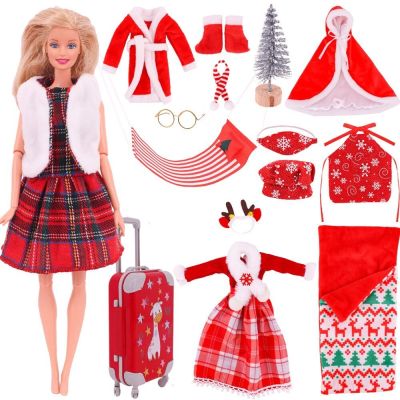 ตุ๊กตาบาร์บี้เสื้อคลุมชุดนอนคริสต์มาสเสื้อผ้าตุ๊กตาสำหรับ Barbie เสื้อผ้าตุ๊กตาตุ๊กตาของขวัญสำหรับเด็กผู้หญิง