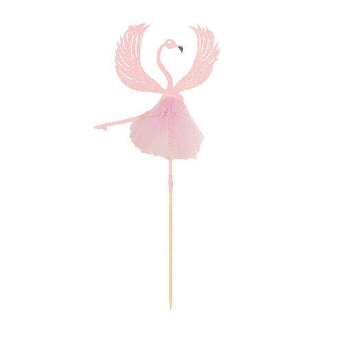 jollyboom-ฮาวาย-flamingo-เค้กใส่ป้าย-cupcake-ตกแต่งเค้กตกแต่งบัลเล่ต์เต้นรำ-flamingo-glitter-สีชมพู-fine-feather-flamingo-เด็กวันเกิดเค้ก-topper