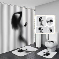 Nude Women Shadow Shower Curtain With Hook hot y Girl Bathroom Set Non-slip Car Toilet Cover Pad Bath Mat for Home Decor