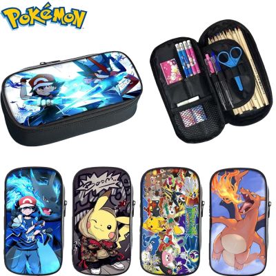 【LZ】❧  21 estilo pokemon grande capacidade caixa de papelaria bonito dos desenhos animados pikachu lápis caso caneta saco material escolar das crianças brinquedo menino presente