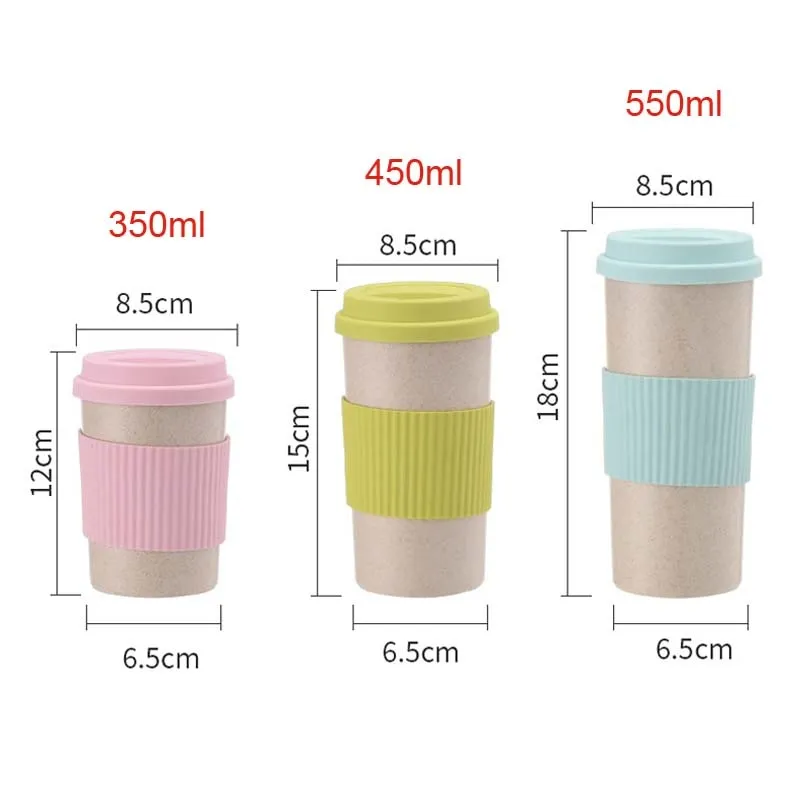 350/450/550ml Easy to Go Travel Coffee Mug Wheat Stalk Tea Mug Coffee Mug  With Lid Stir Water Mug Office Drinkware Cup
