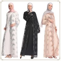 Jubah Muslimah ชุดแขนยาวชุดลูกไม้ยาวของผู้หญิงเสื้อผ้ามุสลิม