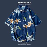 ▫❅▥  Thai flower shirt male thin model of broken beautiful Hawaiian flower shirt with short sleeves loose wind restoring ancient ways tourism lovers shirt