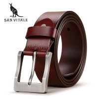 SAN VITALE Belt Men Genuine Leather Luxury Strap Belts for Male Buckle Fancy Vintage Jeans Cintos Masculinos Ceinture Homme Belts