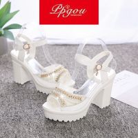 CODff51906at Heels Womens Sandal Rhinestone Buckle High Heels Sandals