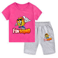 Fun Squad Gaming เสื้อยืดชุดชายหญิงแขนสั้น Tshirt + ShortsCotton Pajama Set DT398 Kids Clothing Suit