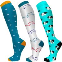 【Sock shop】ถุงเท้าการบีบอัดสัตว์ผู้หญิง30MmHg เข่าสูงกีฬาถุงเท้าพยาบาลป้องกันความเมื่อยล้าบรรเทาอาการปวดเส้นเลือดขอดการบีบอัดถุงน่อง