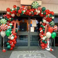 151pcsset Christmas Red Green Balloon Garland Arch Kit Red Candy Gift Cane Foil Balloons for Home Wedding Christmas Decoration