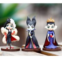 Disney 3PCS Q Posket Petit Villains Set Descendants 2 Maleficent Cruella De Vil Queen Action Figure Model Gift Toys For Children