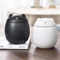 เซรามิค Urns สำหรับ Ashes Cat Face Memorial Cremation Urns แบบพกพา Moisture-Proof Dog Bird Keepsake Casket Columbarium 500Ml