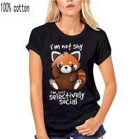 Im Not Shy Red T Shirt Women New Printed Funny Panda Women Tshirt Loose Casual Cotton Women T-shirts LXV3