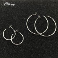 Alisouy 1 Pair Stainless Steel COOL color Black Gold color jewelry earrings fashion jewelry 2mm Hollow hoop earrings unisex