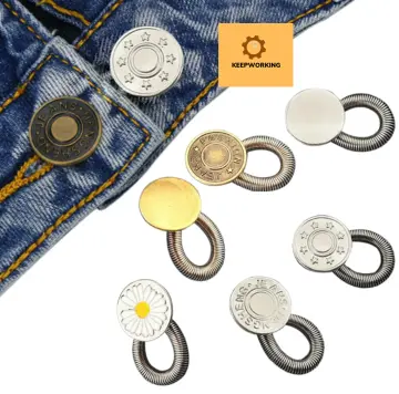 2/10PCS Magic Metal Button Extender for Pants Jeans Free Sewing Adjustable  Retractable Waist Extenders Button