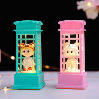 Cartoon Telephone Booth Oil Drops Creative Decoration Walking Time Figurine Garage Kits Crystal Storm Lantern Childrens Toys Ornament