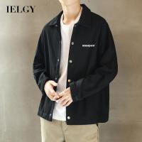 IELGY เสื้อแจ็คเก็ตลำลองผู้ชายสีดำด้านนอกหลวมขนาดบวก