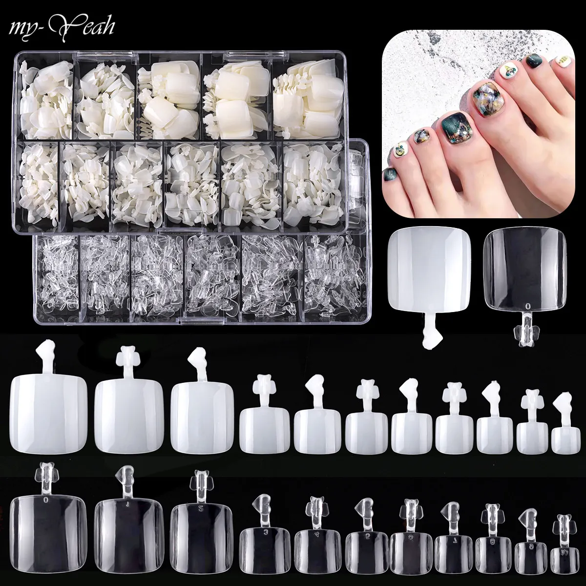 myyeah 550Pcs/Box False Toe Nails Full Cover Foot Nail Tips Acrylic Clear  Natural Fake Nails UV Gel Extension Manicure Tool | Lazada PH