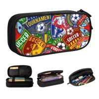 Kawaii Soccer Sport Pattern Football Collage Pencil Case for Girls Boys Custom Large Storage Pen Box Bag School Supplies