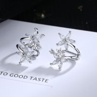 [Han ornaments] A Girl 39; Ear Cuff Clips On Earrings For Women Girl Without Piercing Earings Clip Oorbellen Flower Crystal Jewelry