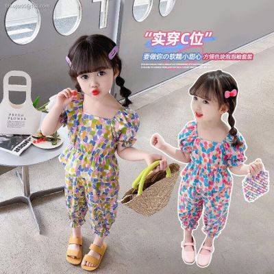Girls han edition cotton baby girls summer wear suits the new 2023 children floral brim fission two-piece outfit