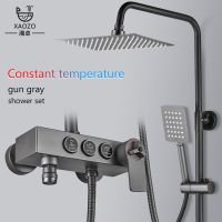 【LZ】✿✖  Aço inoxidável Set chuveiro temperatura constante arma do banheiro pressurizado Bath Head cinza e preto