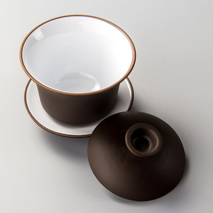 ถ้วยชา-gaiwan-ของจีน-tureen-120มล-จานรองฝาชาม-zisha-ชงชาถ้วยชาวาง-wf