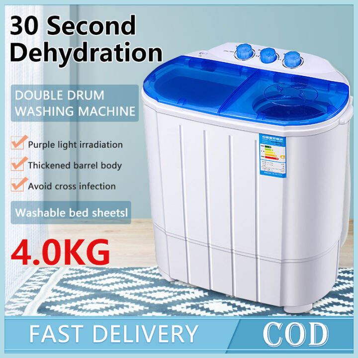 Double Bucket Automatic Washing Machine Equipped With a Drying Washing