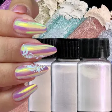 Holographic Aurora Nail Glitter Powder Fairy White Glitter Chrome Nail  Powder Pearlescent Powder Nail Art Pigment Dipping Powder