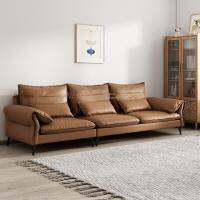 LUSSO Real Leather Sofa โซฟาหนังวัวแท้ Italian Minimalist Down Latex Modern Leisure Living Room Small Apartment