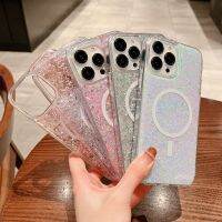 เคสกากเพชรสำหรับ iPhone 14 13 Pro สูงสุด14Plus สำหรับ Magsafe ไร้สายแม่เหล็กชาร์จเคสมือถือกันกระแทกเคสซิลิโคนแบบนิ่ม