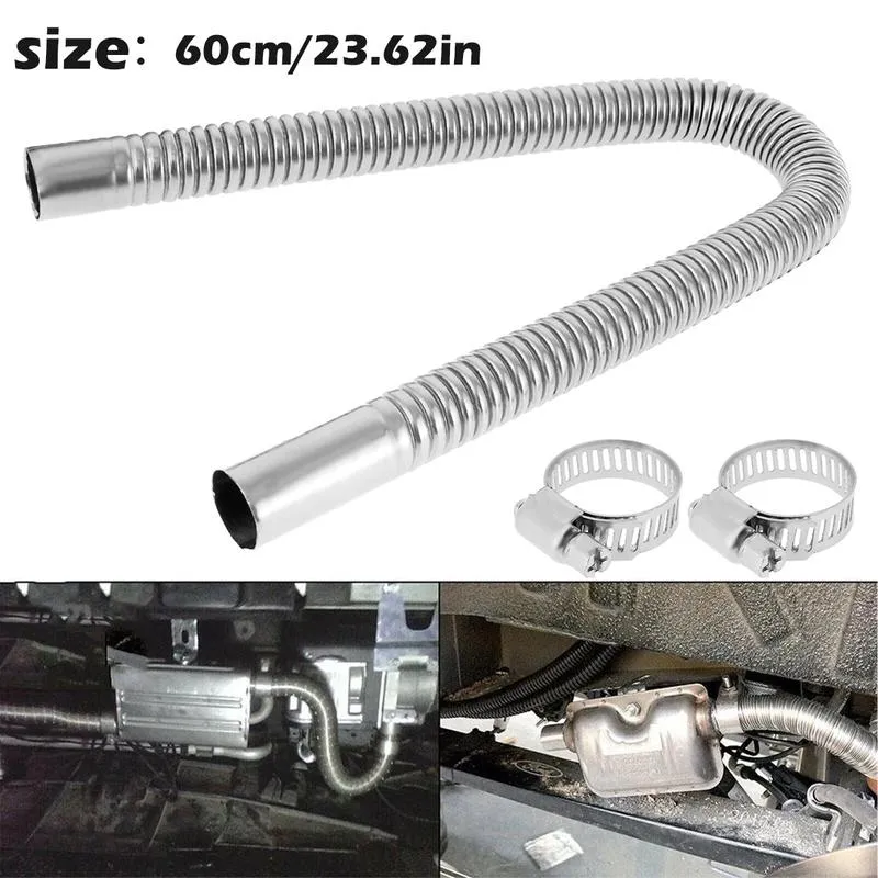 5 Set Flexible Exhaust Tubing Stainless Steel 24in Parking Air Heater  Exhaust Pipe w/2 Clamps Fits 0.98in Diesel Gas Vent Anti-Wear Parking Air  Heater Exhaust Pipe Stainless Steel Flexible Exhaust Tubing