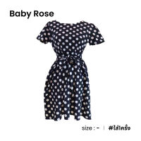 Baby Rose เดรสดำลายจุดขาว ผูกเอว D026-10