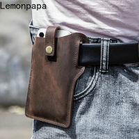 4.7-6.7inch Genuine Leather Waist Bag Phone Case for IPhone 12 11 Pro Max Mens Outdoor Belt Pouch Pocket Case for Samsung