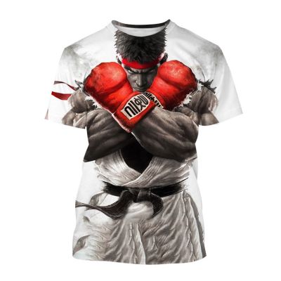 3D Street Fighter Digital Printing Casual Round Neck Pullover T-shirt Fashion Fashion Men T Summer