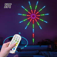 JJT ตกแต่งคริสต์มาส โคมไฟกระโจมดนตรี LED แสงดอกไม้ไฟสีเต็มรูปแบบ 10*0.5m+1*1.5m156ไฟ อินเทอร์เฟซ USB