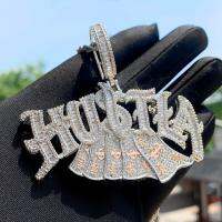 จี้ Hustla แบบทูโทนสร้อยคอสำหรับผู้ชายแบบง่ามประดับฮิปฮอปทองแดงเพชรสังเคราะห์5A