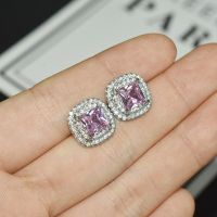 WPB Design Womens Earrings Square Simulation Mozan Diamond Earrings Female Luxury Jewelry Girls Gift Holiday Party Fashion New