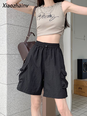 กางเกงขาสั้นสีทึบแฟชั่นลำลองสำหรับผู้หญิง Xiaozhainv เวอร์ชันเกาหลีฤดูร้อน